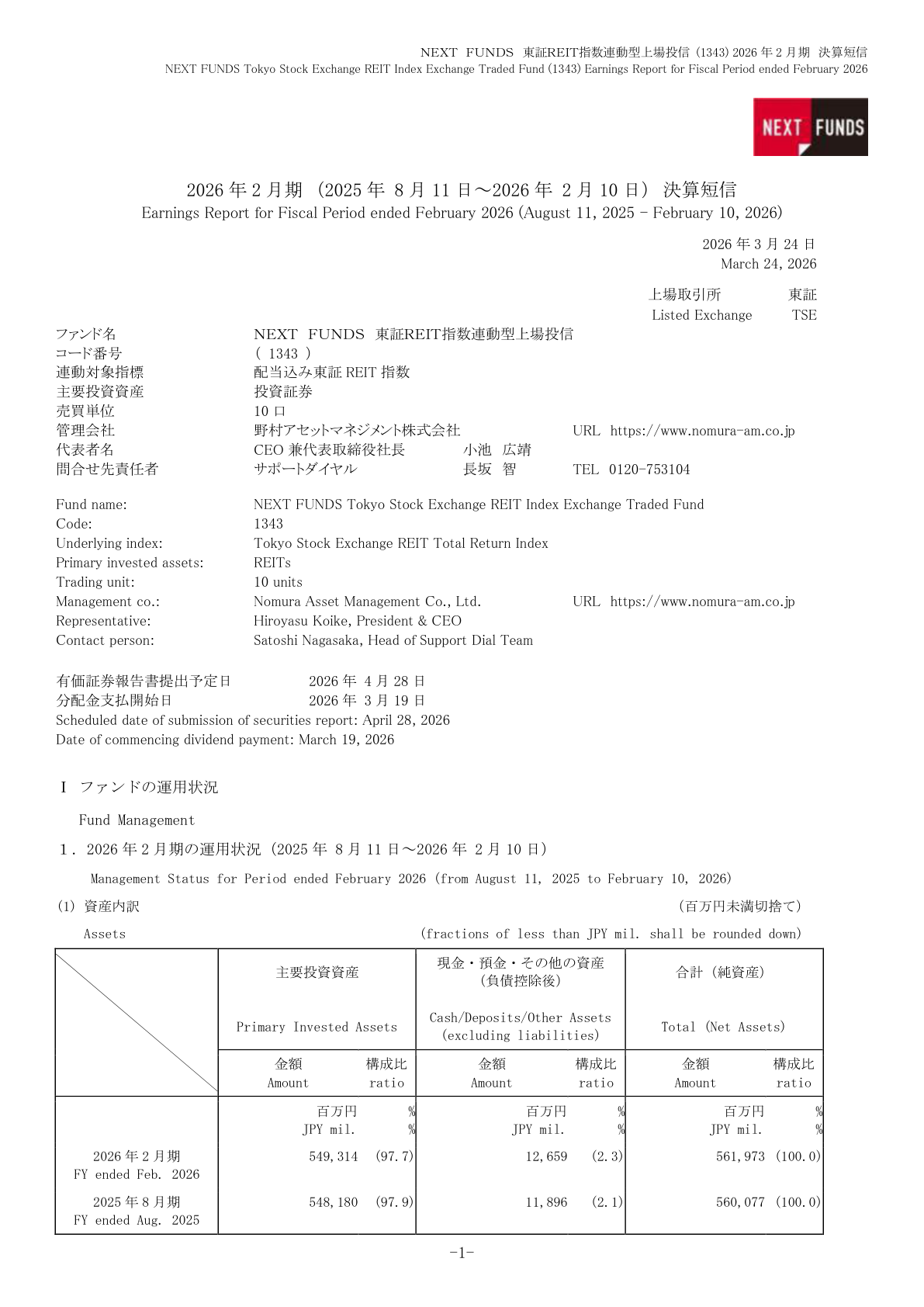 ＮＦＪ－ＲＥＩＴ IR