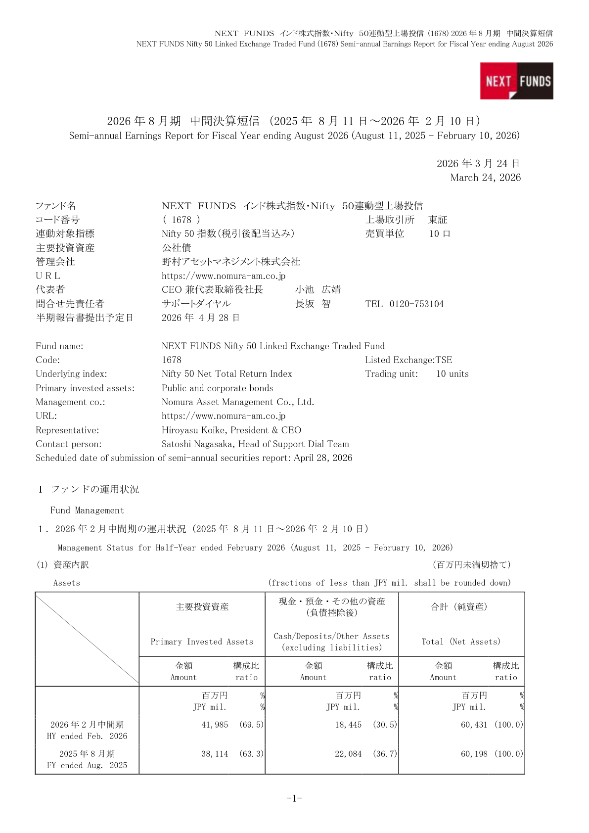 ＮＦインド株 IR